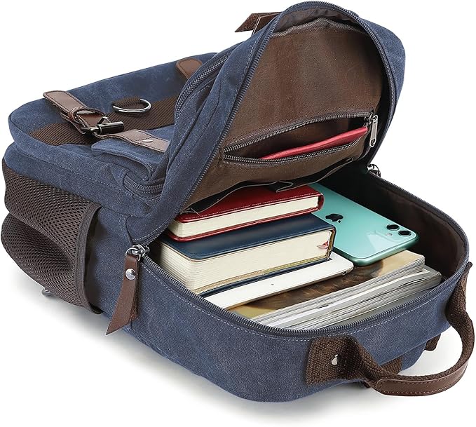 Vintage Messenger Bag, Canvas Backpack for Travel, Men's Shoulder Bag, Dual-use Bag for Hand Carry and Crossbody Carry