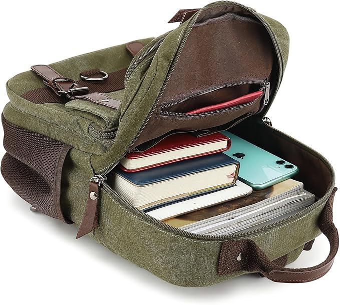 Vintage Messenger Bag, Canvas Backpack for Travel, Men's Shoulder Bag, Dual-use Bag for Hand Carry and Crossbody Carry
