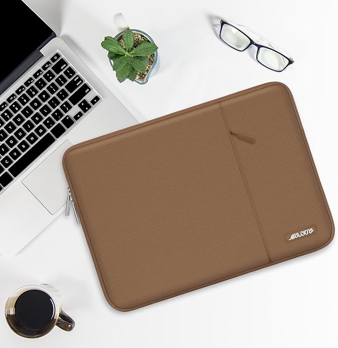 MOSISO Laptop Case 13.3 inch, 13-13.3 inch Laptop Sleeve Compatible with MacBook Air/Pro 13/Pro 14 M5 M4 M3 M2 M1, HP Dell ASUS Lenovo,Polyester Vertical Computer Sleeve Bag with Pocket, Mocha