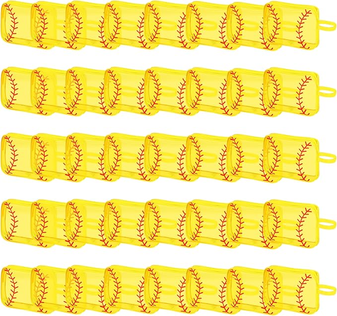 40 Pack Softball Clear PVC Makeup Bags Bulk, Cosmetic Pouch Waterproof Travel Small Pouches with Zipper for Men and Women Carry-on Traveling Essentials Bags