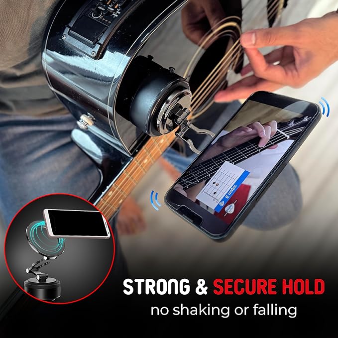 Strum Screen Guitar Phone Mount ā Hands-Free Phone Holder with Vacuum Suction for Guitar ā Perfect for Watching Tutorials & Tabs ā Universal Fit for Guitar Players