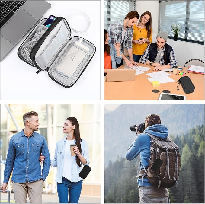 Electronic Accessories Carry Case, Electronic Accessories Organizer Carry Bag, Travel Cable Organizer Pouch, Portable Waterproof Double Layers All-in-One Storage Bag for Cord, Charger, Earphones (M)