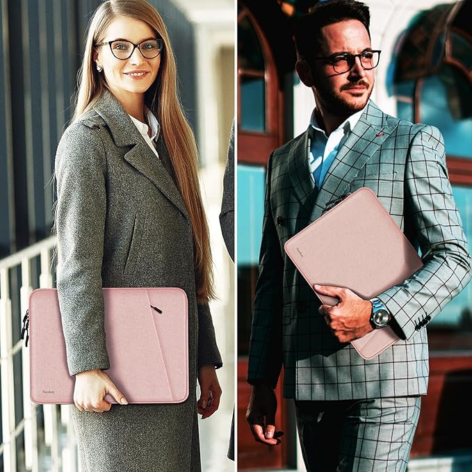Laptop Sleeve Bag 13.3 inch, Shockproof Protective Computer Cover with Accessories Pocket, Portable Laptop Case Compatible with MacBook Air/Pro 13-13.3 inch, Compatible for MacBook Pro 14 inch, Pink
