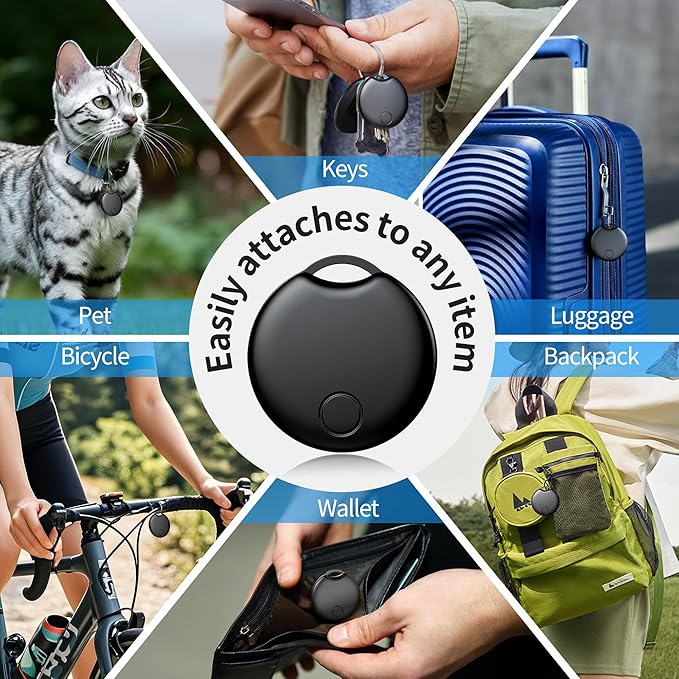 Air Tracker Tags-4 Pack for Android, Bluetooth Tracker Works with Google’s Find Hub | Android Only | Replaceable Battery | Water- Resistance | Item Finder for Luggage, Wallet, Key,Suitcases