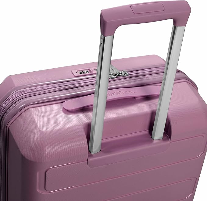 Traveler's Choice Pagosa Indestructible Hardshell Expandable Spinner Luggage, Mauve, 22-Inch Carry-on