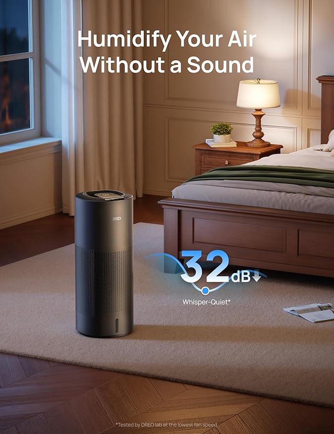 DREO Smart Evaporative Humidifier Large Room up to 1000ftยฒ, 800ml/h High Output Air Humidifiers for Bedroom, 10L, 50H Long Runtime with Precise Humidification for Plants, Home, Office, Black, HHM774S