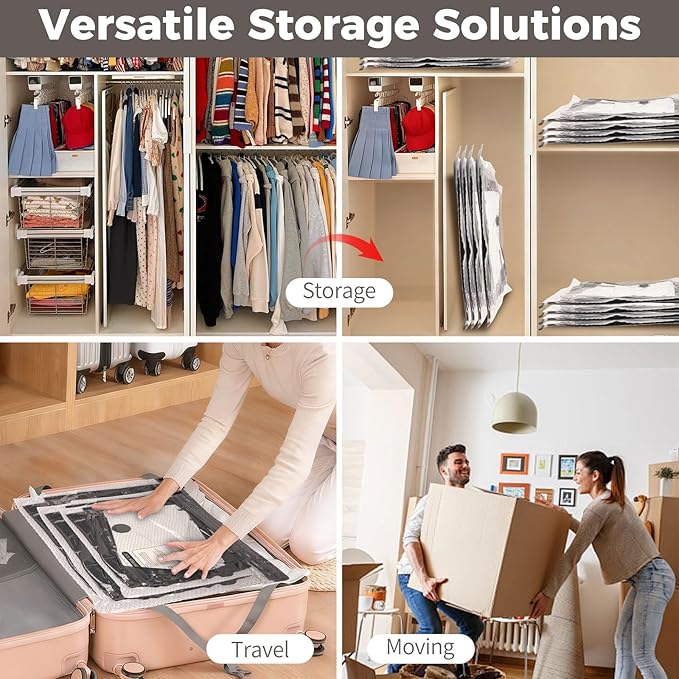 18 Pack Travel Vacuum Storage Bags with Electric Pump, Vacuum Seal Space Saver Bags for Clothing (6J+3L+6M+3S), Compression Packing Bags for Clothes, Bedding,Travel & Organization