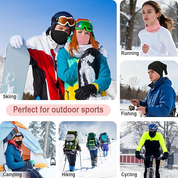 2 Pack Winter Neck Gaiter Warmer for Men&Women,Windproof Face Cover Fleece Face Mask Scarf for Cold Weather Sport