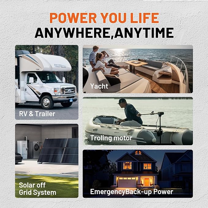 48V 310Ah (4 Pack 12V 310Ah) LiFePO4 Lithium Battery ā Max. 3968Wh, 15000+ Deep Cycle Battery with 100A BMS, Low-Temp Cutoff | A+ Grade Cells for Marine, Trolling Motor, Off-Grid Home Energy Storage