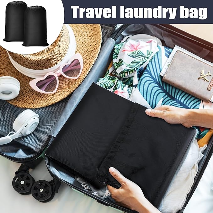 Sanwuta 40 Pcs 38" x 24" Large Laundry Bags with Drawstring Travel Laundry Bag Bulk Lock Closure Reusable Washable Heavy Duty for Dirty Clothes College Dorm Apartment(Black)