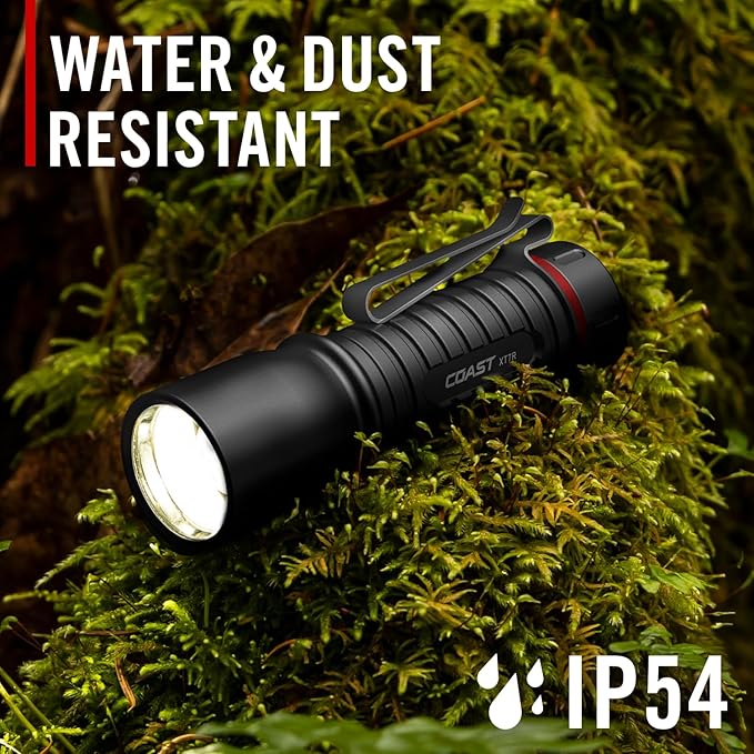 Coast XT7R 1500 Lumen Rechargeable LED Flashlight with Magnetic Mount, Slide Focus, and Pocket Clip, Blue