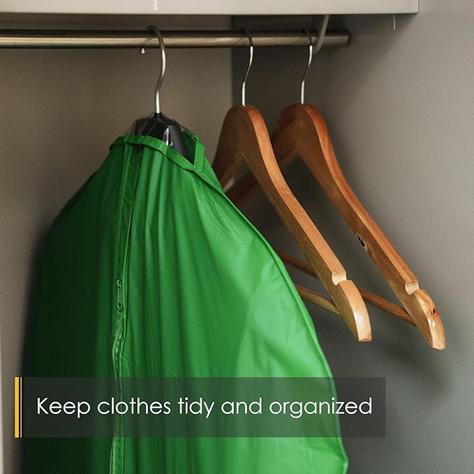 Vinyl Garment Bag, 6 Count, Waterproof, Green, 24"x48", Clear Window, Easy to Use, Convenient Storage of Suits, Shirts, Sweaters and Coats