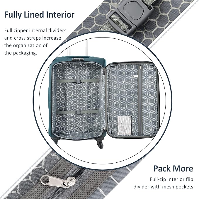 Luggage Sets 3 Piece Softside Expandable Lightweight Durable Softshell Suitcase Sets Spinner Wheels TSA Lock