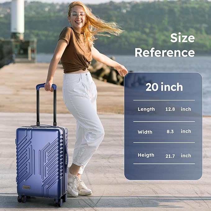 ALPHA CAMP 20-inch Carry On Luggage Airline Approved - PC+ABS Lightweight Suitcase with Built-in TSA Lock,Hard-shell Durable Rolling Luggage with USB Port