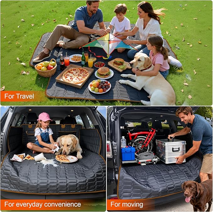 SUV Cargo Liner for Dogs, Waterproof Pet Cargo Cover Dog Seat Mat for SUVs Sedans Vans with Bumper Flap Protector, Scrachproof Non-Slip Large Size Dog Seat Mat Universal Fit, Brown