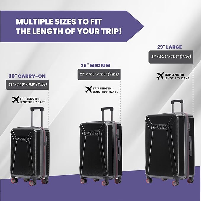 Spyder Traverse 25 Inch Medium Expandable Hardside Upright Suitcase with 360° Spinner Wheels, TSA Approved Lock, Charcoal