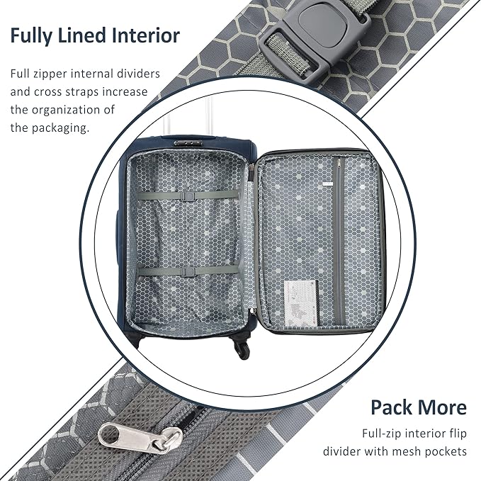 Luggage Sets 3 Piece Softside Expandable Lightweight Durable Softshell Suitcase Sets Spinner Wheels TSA Lock