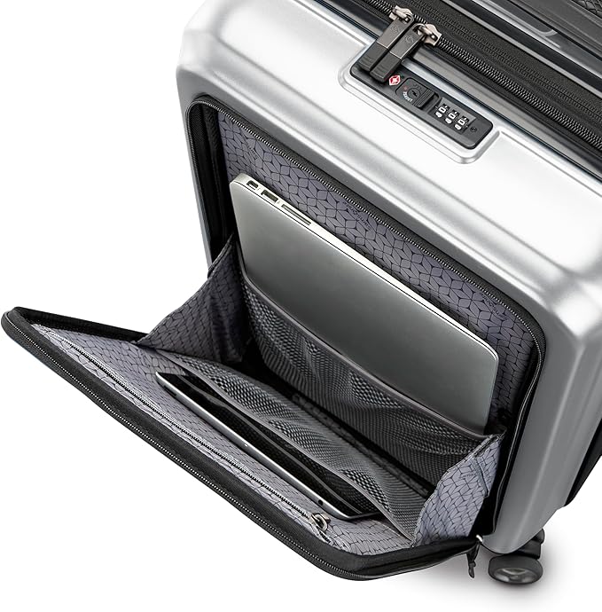 Samsonite 2 Piece Luggage Set with 21/28” Hardside Lightweight Octiv (Carry-On Pro with Front Pocket & Large Checked) Expandable, Four Spinner Wheels, Adjustable Handle, TSA Approved Lock - Silver