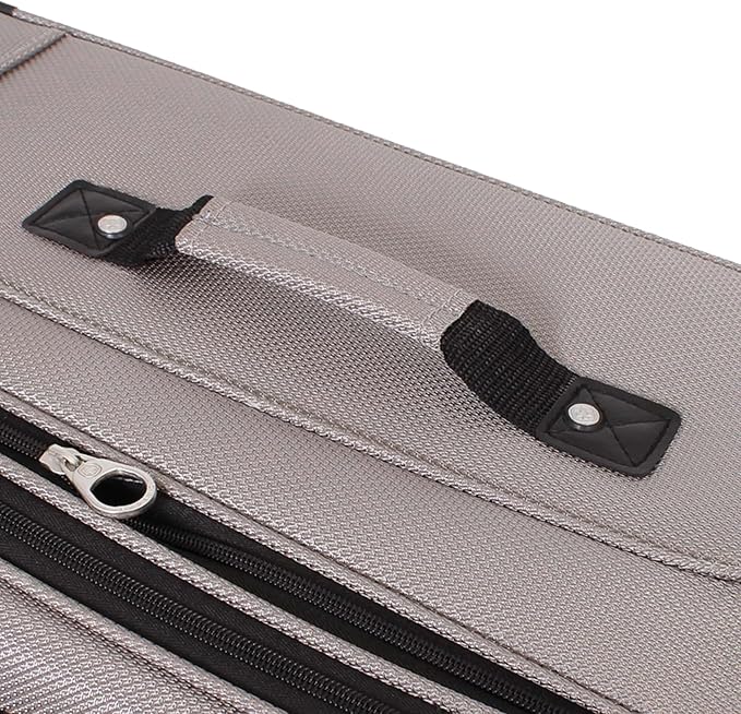 SwissGear Sion Softside Expandable Luggage – Medium Checked Suitcase with 360 Degree Wheels & Retractable Handle – 25 Inch, Perfect for 1-7 Night Trips – Pewter