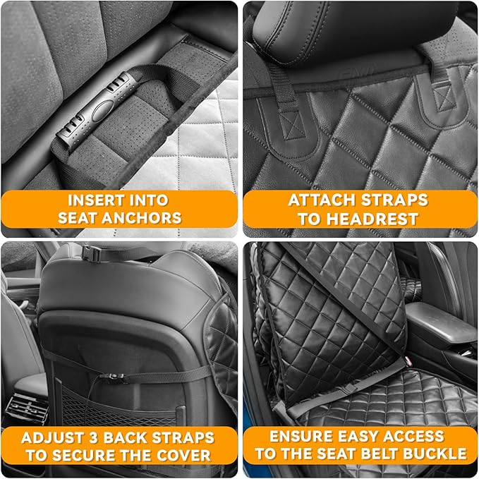 Car Front Seat Cover for Dogs, Waterproof PU Leather Car Seat Protector for Pets & Kids,Nonslip Scratchproof Front Passenger seat Covers Fits for Most Cars, Trucks, SUVs