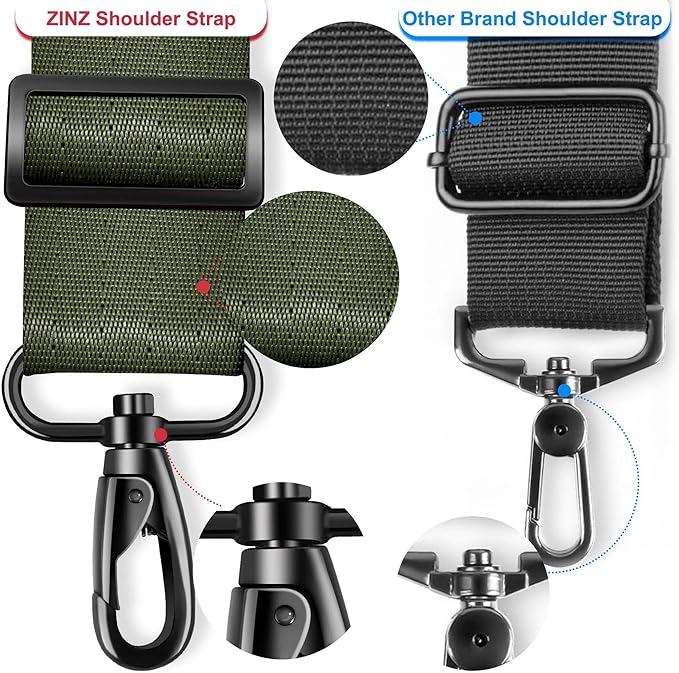 ZINZ 60" Universal Bag Strap with Ultra-Thick Fixed Breathable Pad Adjustable Heavy-Duty Shoulder Strap for Laptop Bag Crossbody Luggage Gym Bag Camera Bag and More,Army Green