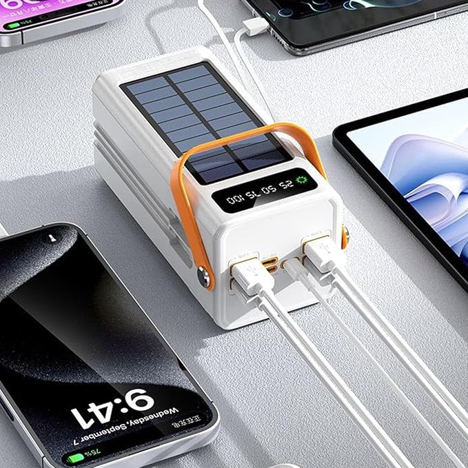 Solar Battery - 120w Fast Charger | Solar Battery Bank for Camping Use, 50000mah Survival Pack & Led Light Feature for Road Trip Charging Hiking Gear Backpacking Setup and Fishing