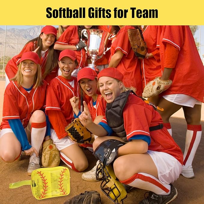 40 PCS Softball Makeup Bag - Softball Goodie Bags Bulk Waterproof Clear PVC Travel Toiletry Zipper Pouch Organizer, Premium Softball Team Gifts for Girls Women Players Coaches