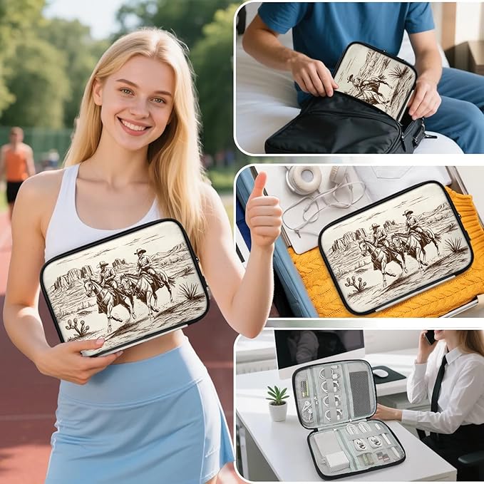 Cable Organizer Desert Cactus Cowboys Electronics Travel Organizer Case Tech Accessories Pouch Waterproof Cord Storage Bag for Power Bank Charger Phone Earphone