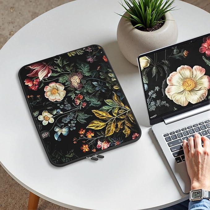 iCasso Laptop Sleeve 13 inch for MacBook Air 13-13.6 inch, Cute Laptop case for MacBook Pro 13 inch, Slim Protective Travel Carrying Case for MacBook Pro 14 inch, Chromebook, HP, Dell, Vintage Floral
