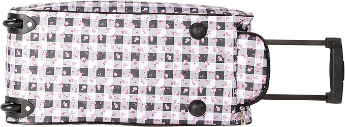 Betsey Johnson Designer Carry On Luggage Collection - Lightweight Pattern 22 Inch Duffel Bag- Weekender Overnight Business Travel Suitcase with 2- Rolling Spinner Wheels (Gingham Roses)
