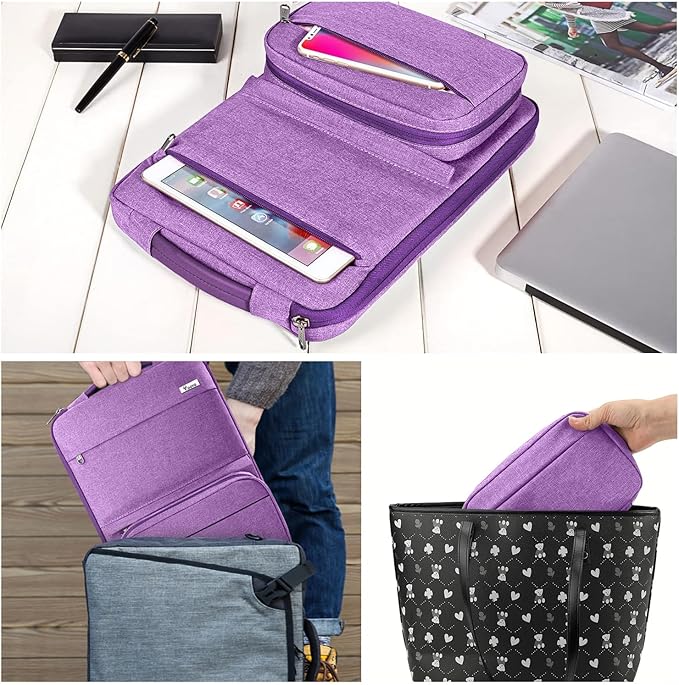 Voova Laptop Sleeve Case 13 14 Inch Compatible with MacBook Air 13 M2/3/4, MacBook Pro 13/14,13.5”Surface Laptop 4/5, 2 in 1 Waterproof Computer Bag with Detachable Accessory Pouch, Lavender