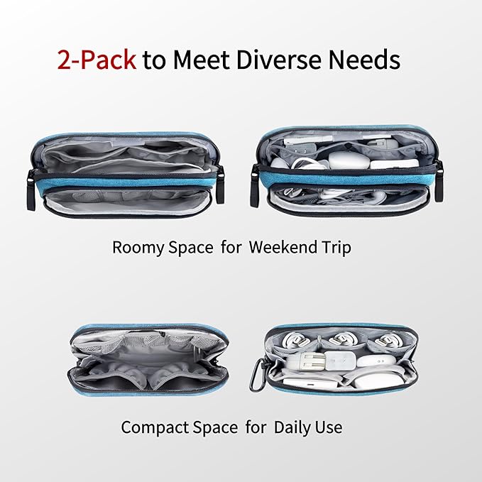 Electronics Organizer Travel Case, Cord Organizer Travel Essentials, Cable Bag, Tech Pouches,Blue 19NV & 20NV