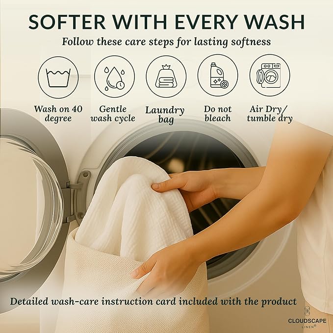 Cloud Scape Linen Extra Large 8 Layer Muslin Throw Blanket - 100% Cotton Gauze, Soft and Breathable, Winter Blanket for Couch, Sofa and Bed, Idea, 50x70, White