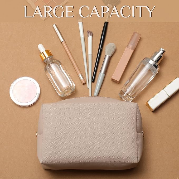 Cunno 100 Pcs Makeup Bags Bulk PU Leather Cosmetic Pouch Christmas Small Pouch Bag DIY Toiletry Bags Preppy Aesthetic Travel Storage Organizer for Women Travel Christmas Party Gift(Neutral)