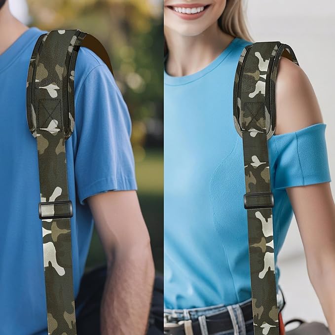 ZINZ 79.5" Universal Strap with Ultra-Thick Fixed Breathable Pad - Adjustable Heavy-Duty Shoulder Strap for Laptop, Crossbody, Luggage, Gym, Camera Bag and More,Camouflage Green
