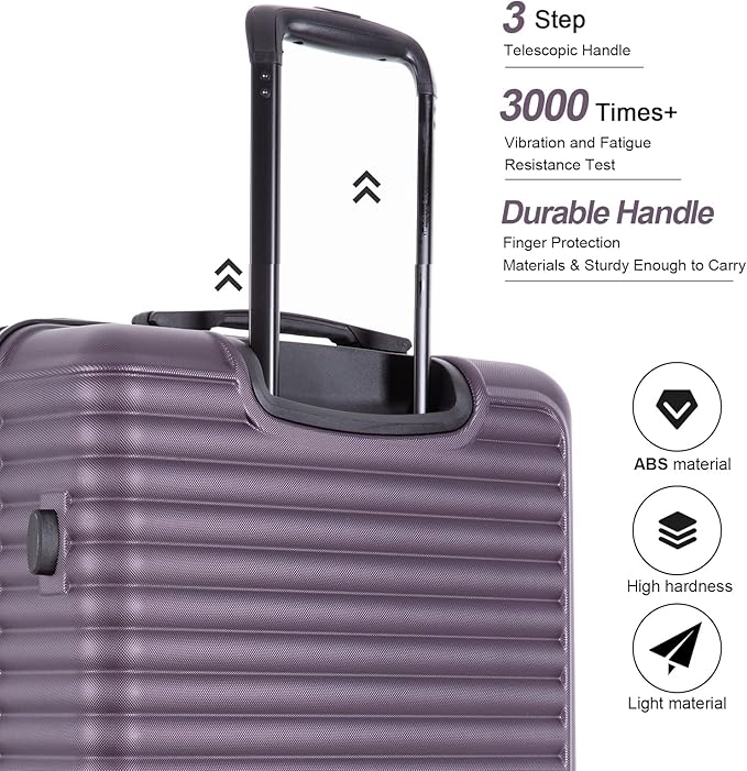 Travelhouse Luggage Sets, Expandable Hardside Suitcases 24in/28in, Carry on 20in,3 Piece Set Travel Luggages Clearance with Double Spinner Wheels TSA Lock Lightweight (Purple-85)