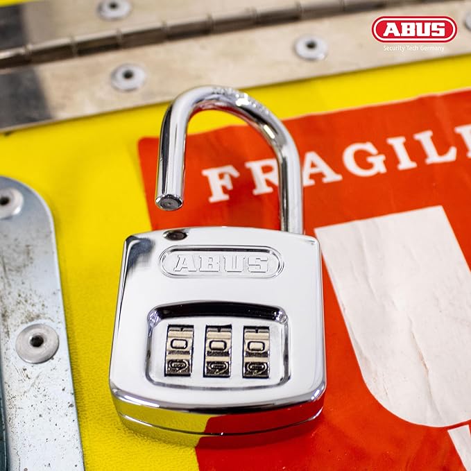 Abus 160/40 C 160 All Weather Resettable Chrome Combination Padlock, 3 Dial