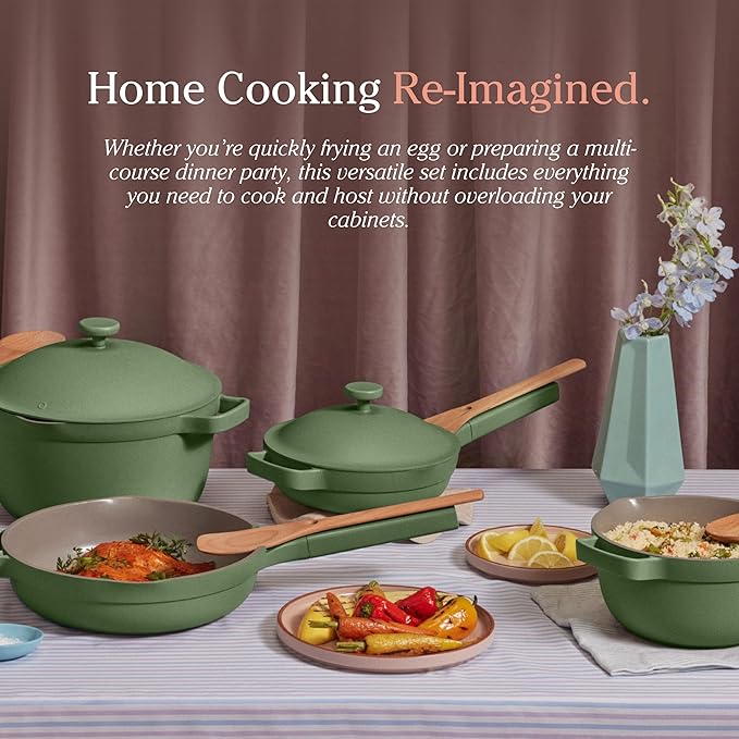 Our Place Cookware Set - 13-Piece Kit Including the Always Pan, Perfect Pot and Spatulas | Multifunctional, Toxin-Free Nonstick | Heat Safe up to 450°F | Oven, Stove, Induction Compatible | Blue Salt