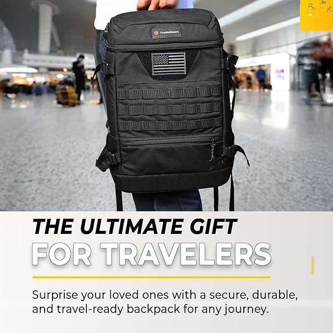 TradeSmart Tactical Carry On Backpack – Max Airline Size, 3 TSA Locks, Laptop Compartment & Cordura Fabric