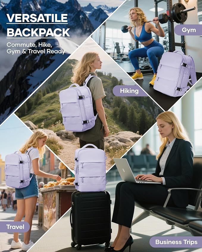 wepadre Vacuum Travel Backpack with Pump Travel Backpack with Vacuum System Easy Vac Pack Backpacks Vacpack Compression Backpacks Mochila de Viaje Compresion al Vacio Purple