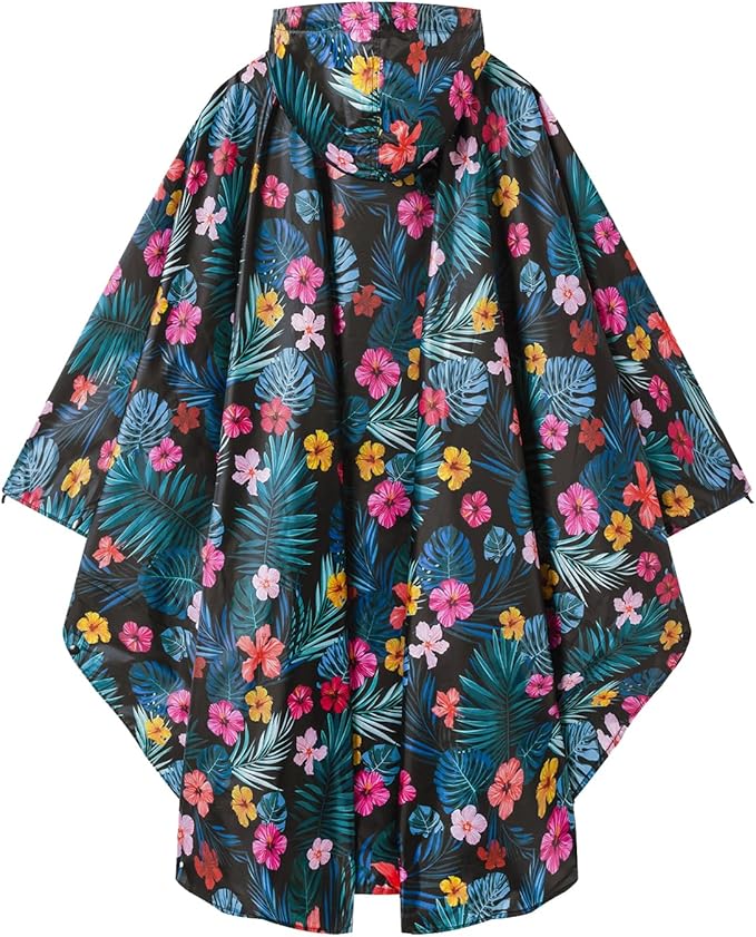 Hooded Rain Ponchos for Adult - Rain Coat and Rain Jacket with Waterproof Pocket and Zipper