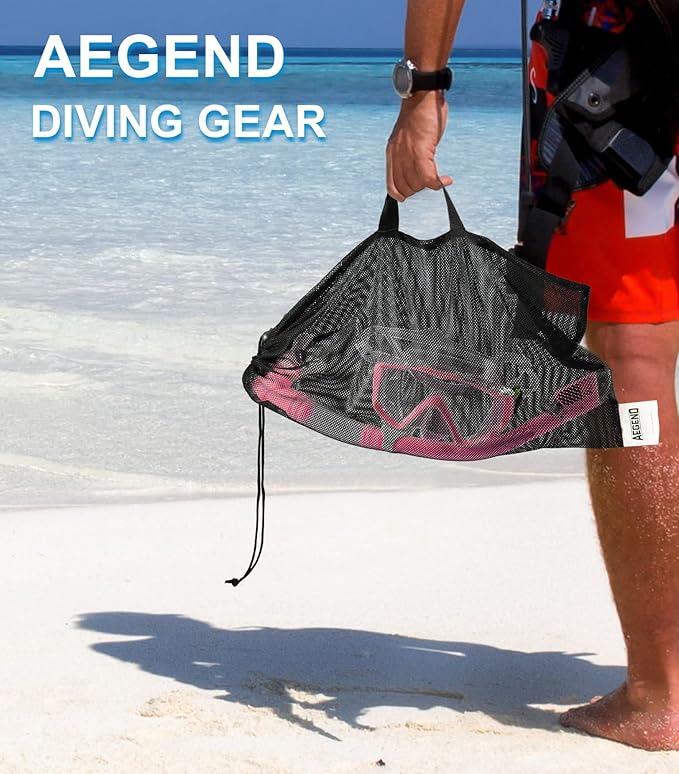 Aegend Snorkeling Gear for Adults Youth Kids, Dry Snorkel Set Panoramic View Enhanced Anti-Leak and Anti-Fog Technology, Adjustable Strap for Snorkeling Scuba Diving Swimming with Mesh Bag