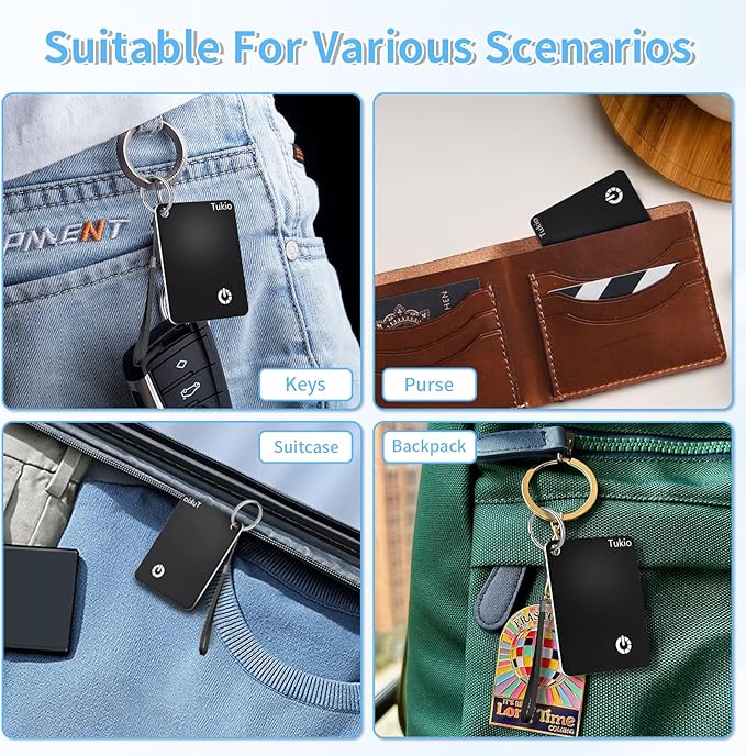 Locator Tag Compatible with Apple Find My APP (iOS Only, Not for Android), Bluetooth Tracker with Wireless Charging and IP68 Waterproof, Backpacks, Luggage, Key Tracker Tag.Black-Orange-2 Pack