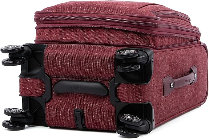 Travelpro Platinum Elite Softside Expandable Carry on Luggage, 8 Wheel Spinner Suitcase, USB Port, Laptop and Tablet Sleeves, Men and Women, Bordeaux Red, Carry On 20-Inch