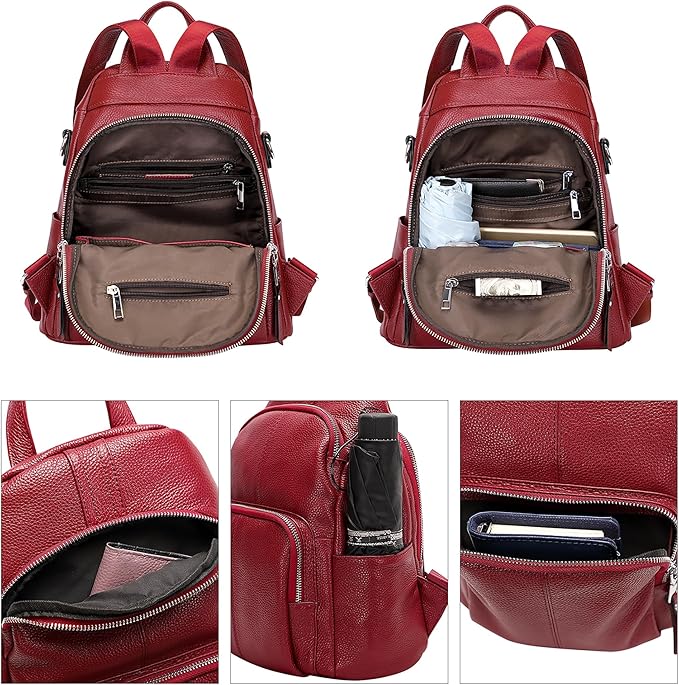 ALTOSY Soft Leather Backpack Purse For Women -theft Backpacks Versatile Shoulder Bag(S81 Red Wine)