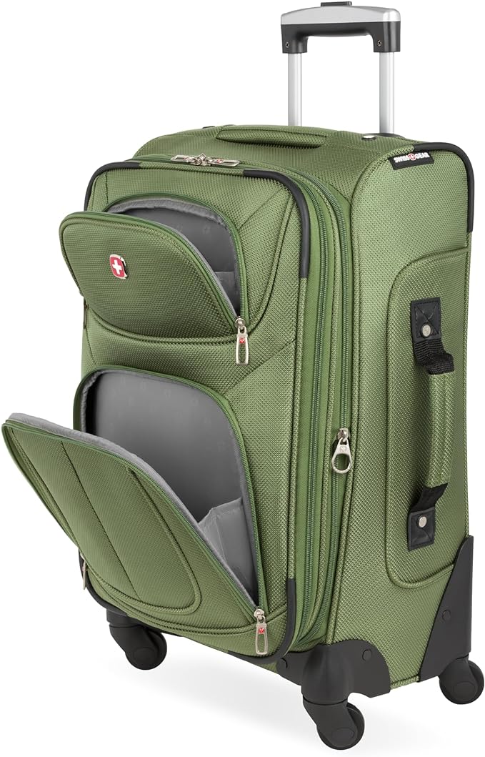 SwissGear Sion Softside Expandable Luggage with Spinner Wheels, Evergreen Carry-On 21-Inch