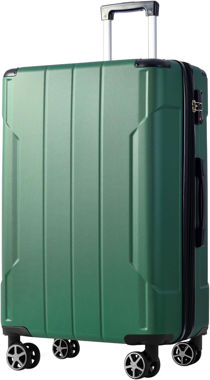 Merax Luggage Sets 3 Piece, Hardshell ABS Lightweight Durable Suitcases with Double Spinner Wheels, Green, 20/24/28 Inch