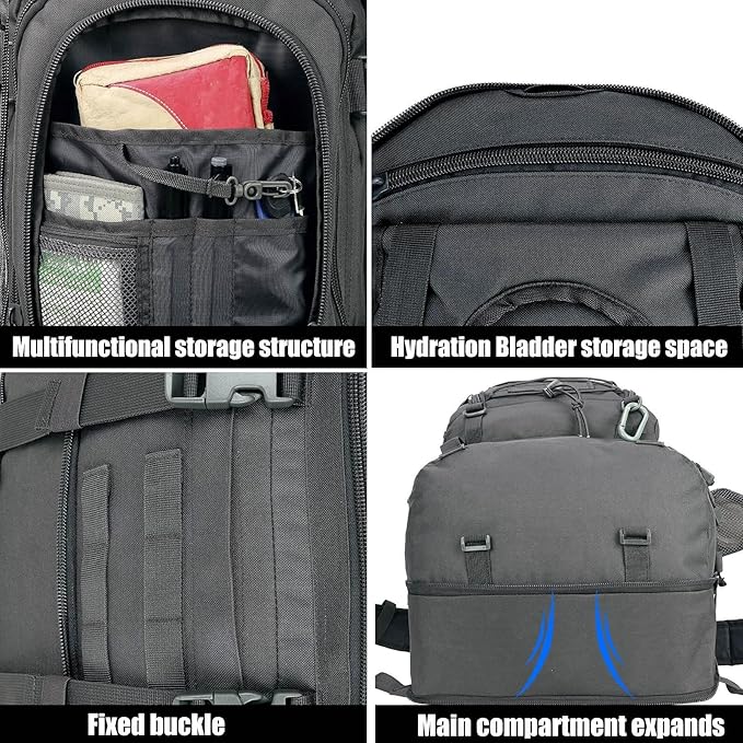 Tactical Backpack Military Army Daypack - Assault Pack for Men Molle Backpacks Bug Out Bag 3 Day Pack for Hiking Camping Travel Hunting Rucksack Trekking Grey
