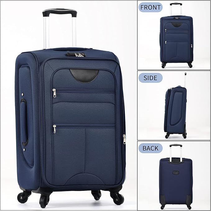 Merax Softside Luggage Set, Travel Suitcase Expandable Lightweight, 3 Piece Luggage Sets with Spinner Wheels 22" 26" 30" Suitcase with TSA Lock (Deep Blue)
