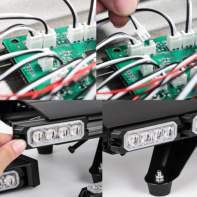 48" Extreme Bright Intensity Construction Detachable Emergency Warning Strobe Light Bar Waterproof Rooftop Low Profile Law Enforcement Hazard Flashing for Tow Truck Vehicle (Amber/White/Amber)